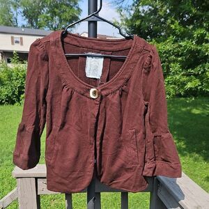Brown Women's Top with Button Detail